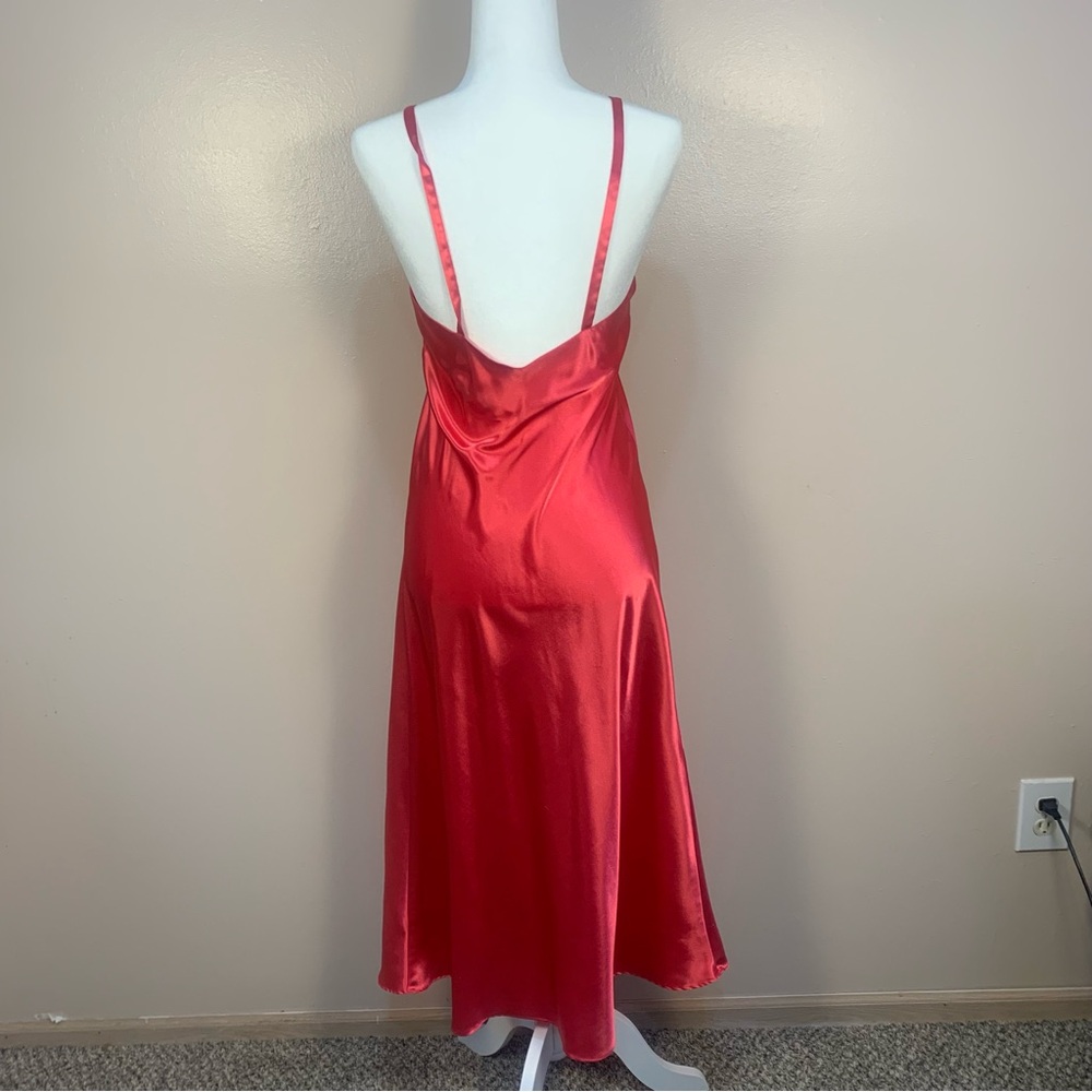 Christian Dior VTG Satin Logo Embroidered Full Length Slip Dress - Picture 9 of 15